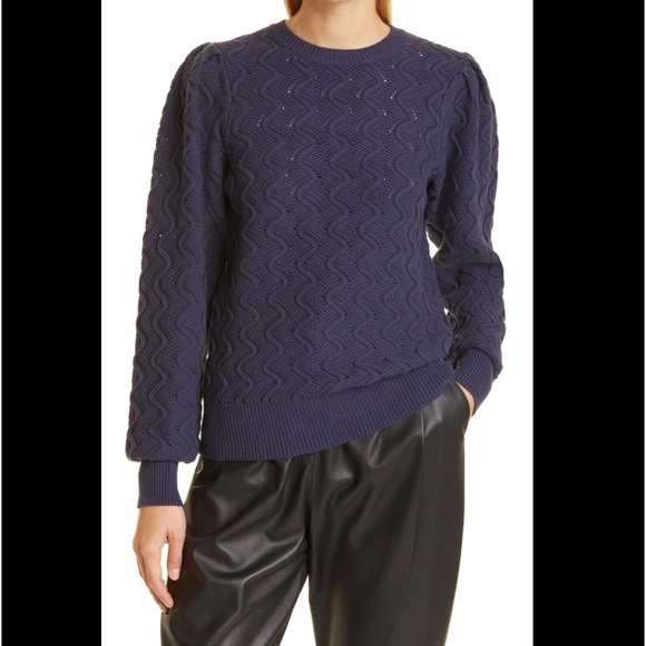 Ted Baker London Romanu Cotton Blend Pointelle Sweater Size 3 - Picture 3 of 16